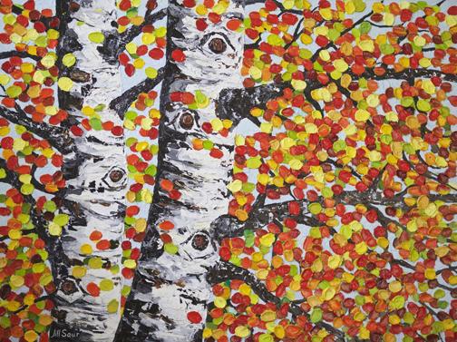 504x377 Aspen Tree Fall Painting Jill Saur Fine Art - Fall Painting