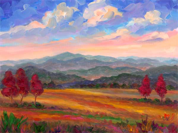 600x447 Trees Of Crimson - Fall Painting Colors