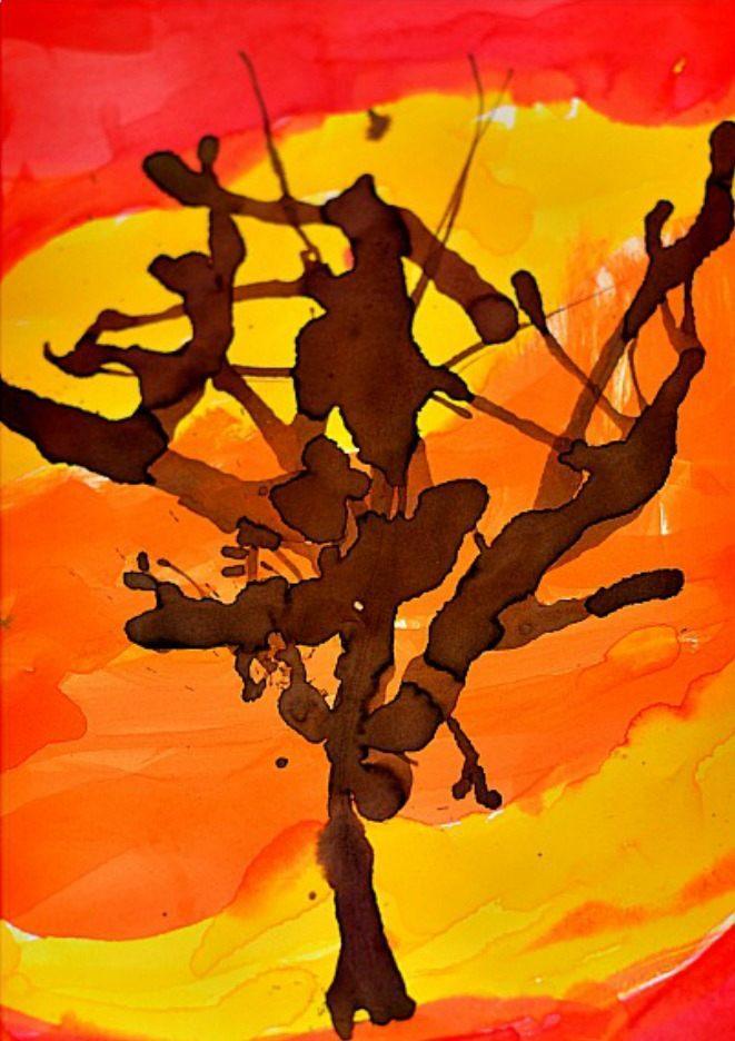 661x936 Fall Art Activities For Kids Fall Tree Art Fun Littles - Fall Painting For Kids