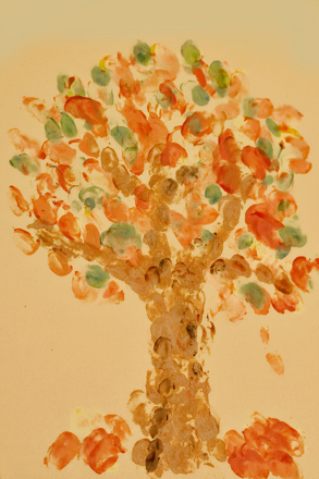 293x440 Fingerprint Fall Trees Activity - Fall Painting For Kids