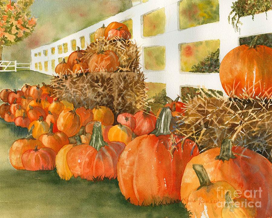900x722 Fall Pumpkins Painting By Laura Ramsey - Fall Painting Pumpkins
