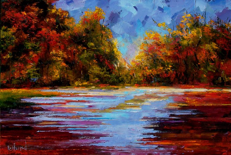 752x504 Debra Hurd Original Paintings And Jazz Art Fall Landscape Treet - Fall Scenery Painting