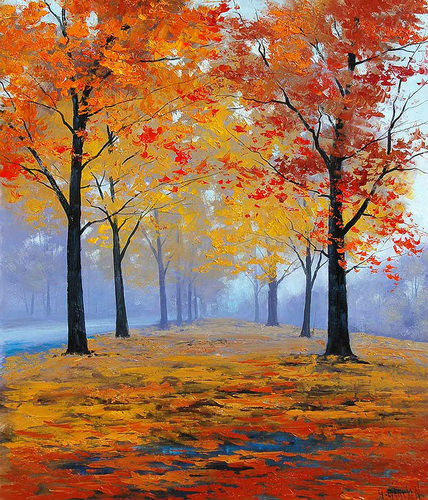 428x500 Decoration Beautiful Autumn Scenery Art Paintings - Fall Scenery Painting