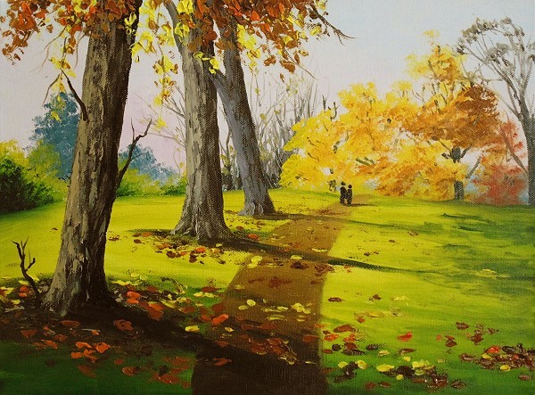 600x443 How To Paint Autumn Trees In Oil Online Art Lessons - Fall Scenery Painting
