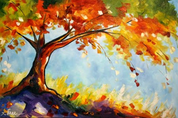 600x396 Early Fall Tree' Texas Artist Laurie Pace Landscape Tree Painting - Fall Tree Painting