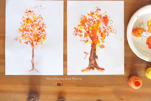 600x400 Foil Printed Fall Tree Art - Fall Tree Painting