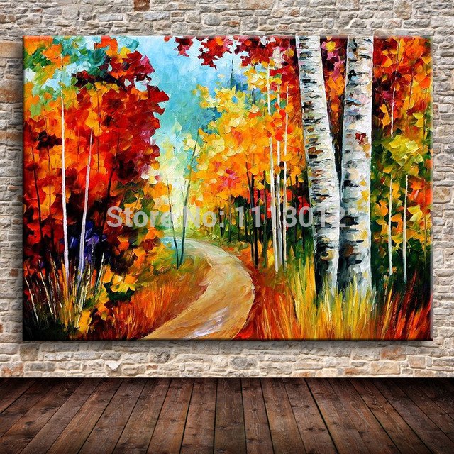 640x640 Modern Home Wall Decorative Knife Abstract Fall Tree Oil Painting - Fall Tree Painting