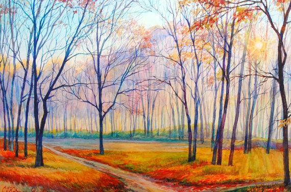 570x375 Items Similar To Last Sunny Days - Fall Watercolor Painting