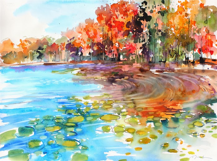 700x521 Large Format New England Fall Scape Watercolor Paintings Today'S - Fall Watercolor Painting