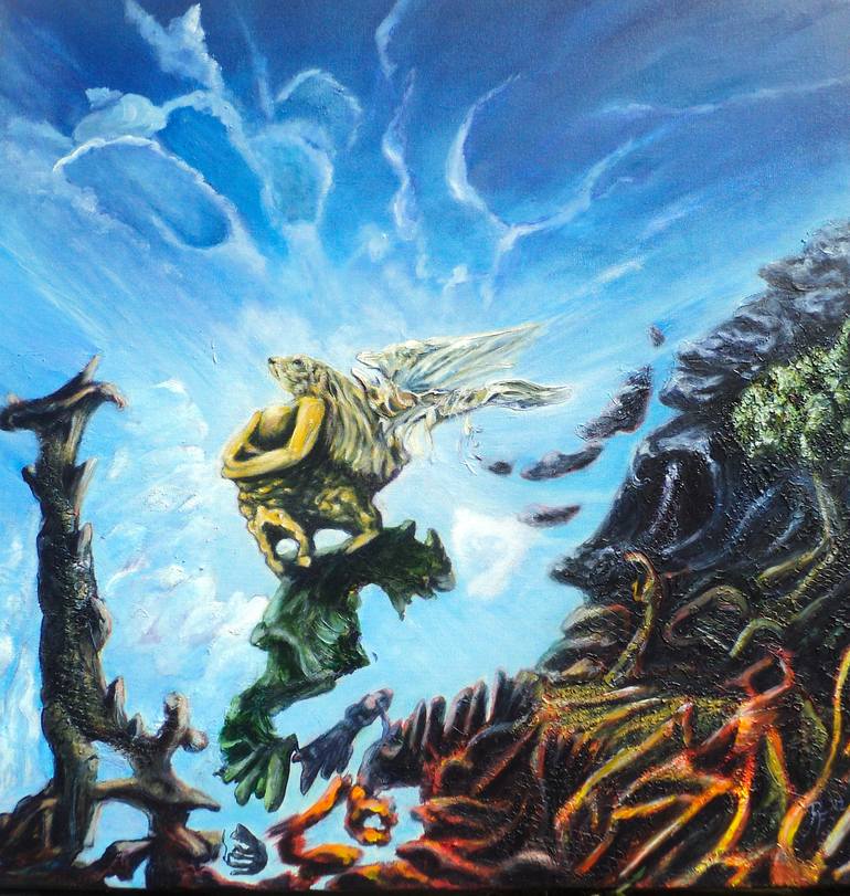 770x811 Saatchi Art Fallen Angel Painting By Rob Fannin - Fallen Angel Painting