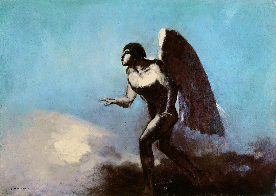 900x641 The Winged Man Or Fallen Angel Painting By Odilon Redon - Fallen Angel Painting