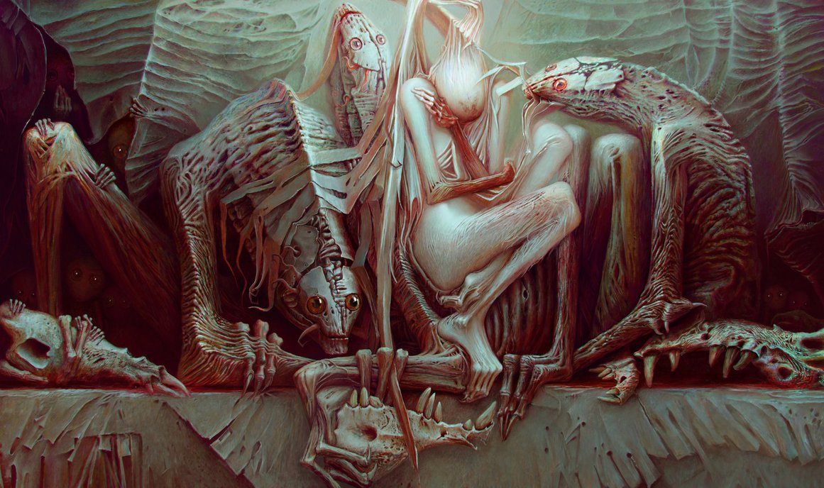 1161x688 The Fallen Angel And The Three Guardian By Kumpan - Fallen Angel Painting