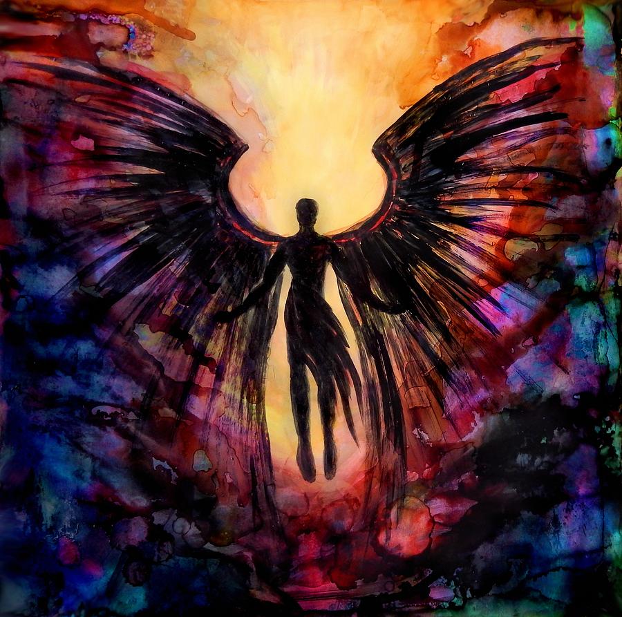 900x893 Fallen Angel 1 Painting By Lilia D - Fallen Angel Painting