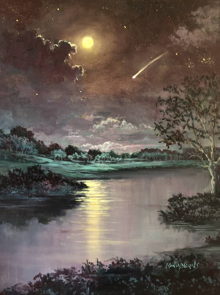 770x1032 Saatchi Art The Silence Of A Falling Star Painting By Randy Burns - Falling Star Painting