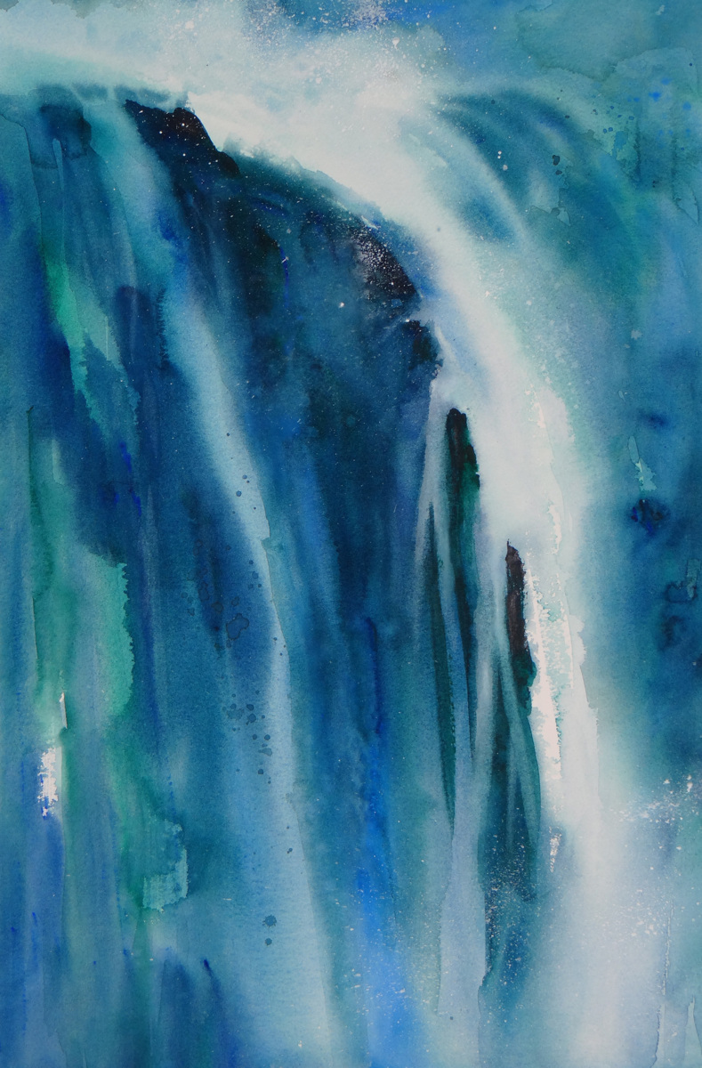 789x1200 Abstract Watercolor Paintings Falling Water By Tom Ryan Watercolors - Falling Water Painting