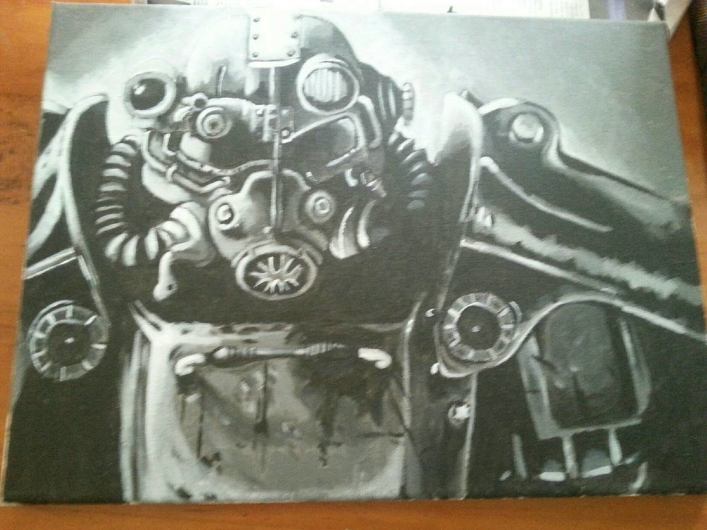 1024x768 Fallout 4 T 60 Power Armour Painting By Shantythepenguin - Fallout Painting