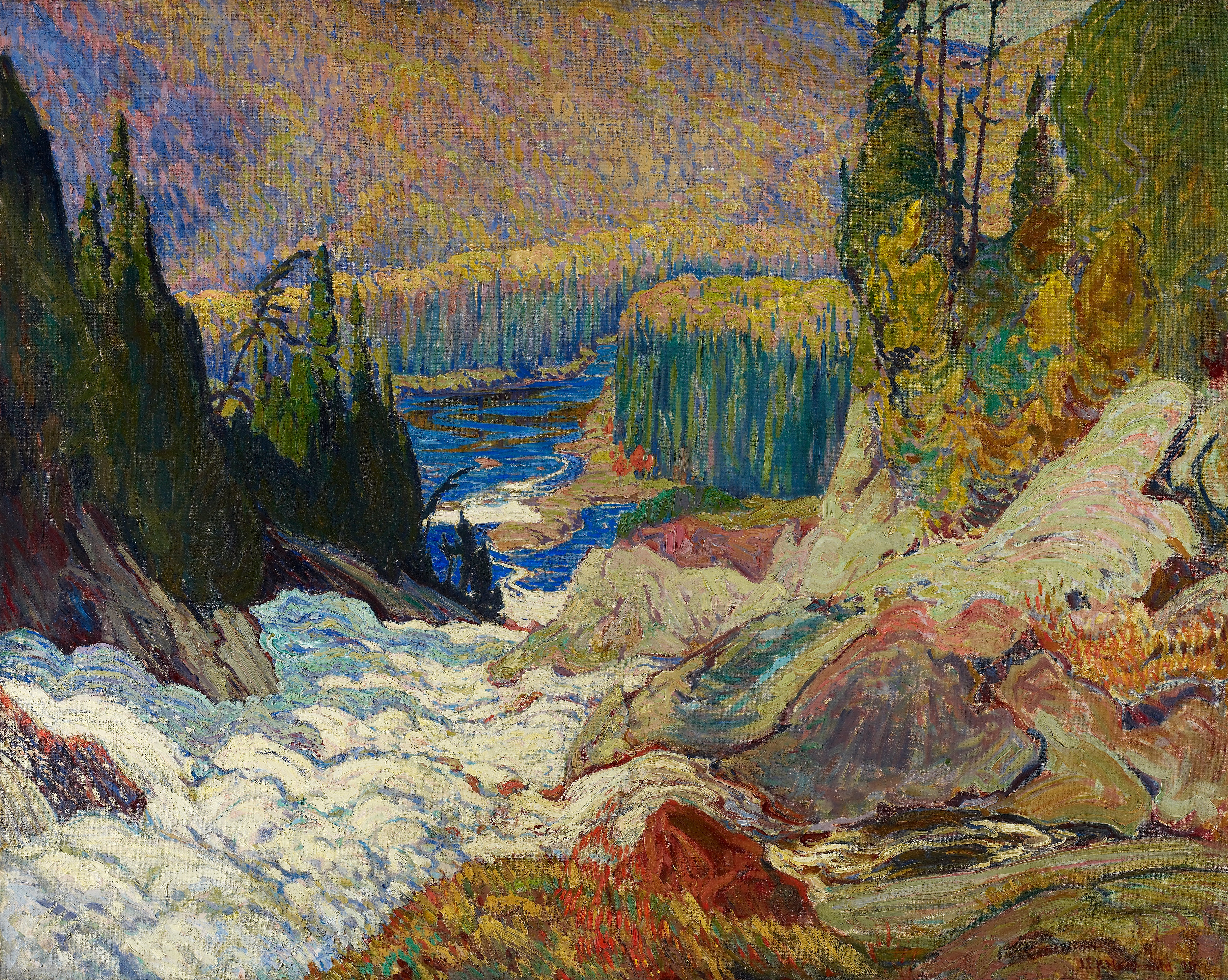 7107x5675 Filej.e.h. Macdonald - Falls River Painting