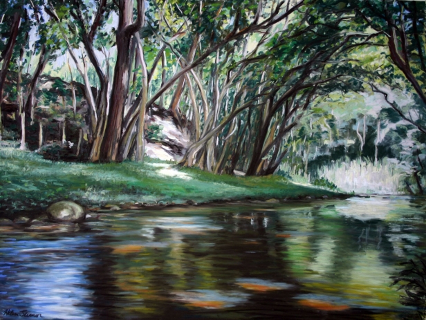 616x463 Hoopii Falls River, Painting By Helen Turner, Kauai Artist - Falls River Painting