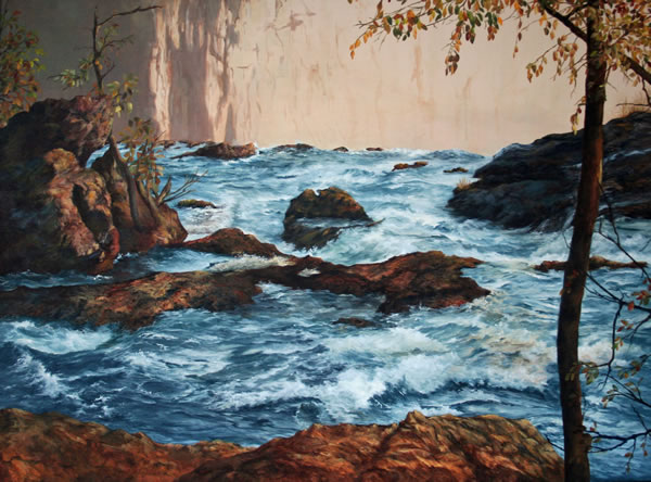 600x444 Painting Zambezi River, - Falls River Painting