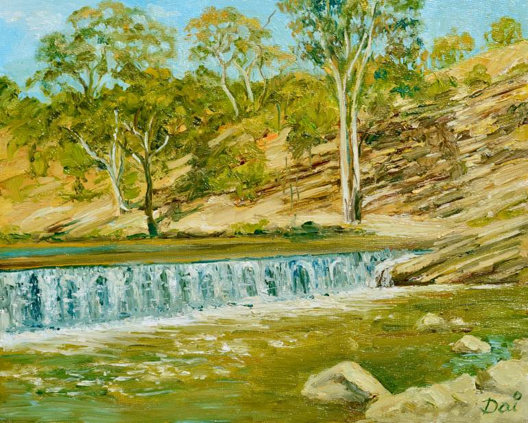 770x617 Saatchi Art Dights Falls On The Yarra River Painting By Dai Wynn - Falls River Painting