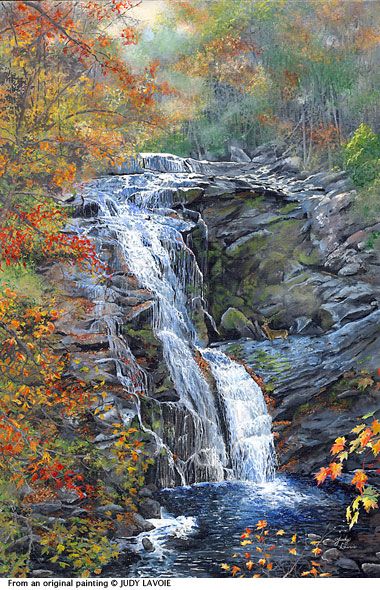 380x590 Bald River Falls From An Original Painting By Local Artist Judy - Falls River Painting