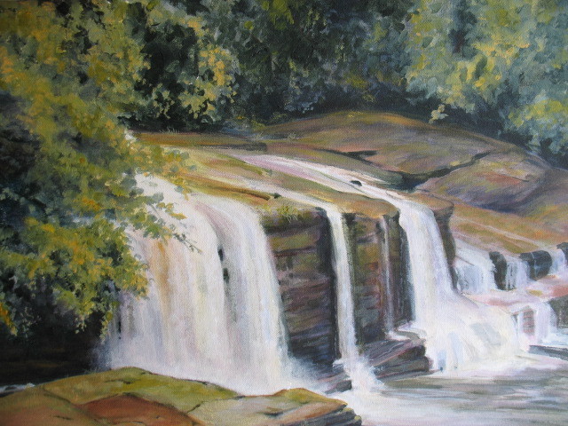 640x480 Devon Henderson Artwork Clyde River Falls Original Painting - Falls River Painting