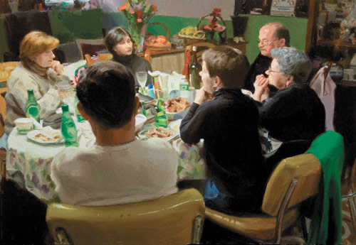 500x345 Featured Artist On Cnn Ireport Michael De Brito - Family Dinner Painting