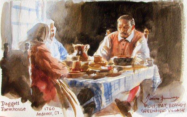 600x376 Gurney Journey A Family Eating Dinner, 1760s Style. - Family Dinner Painting