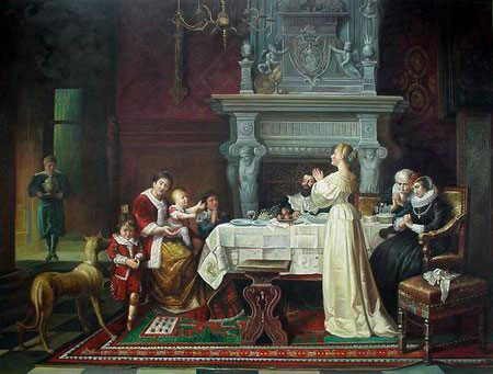 450x341 Oil Paintings Frames - Family Dinner Painting