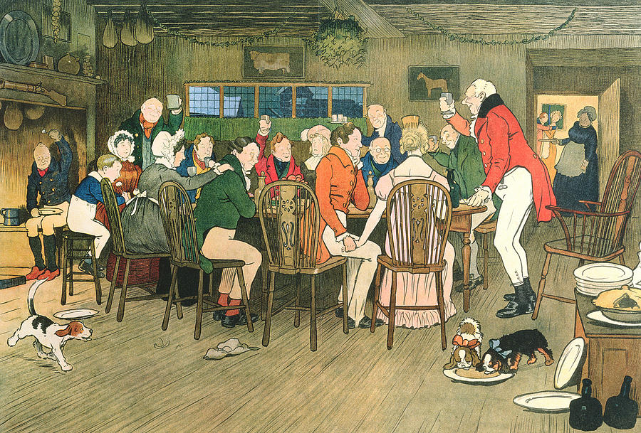 900x609 The Christmas Dinner At The Inn Painting By Cecil Charles Windsor - Family Dinner Painting