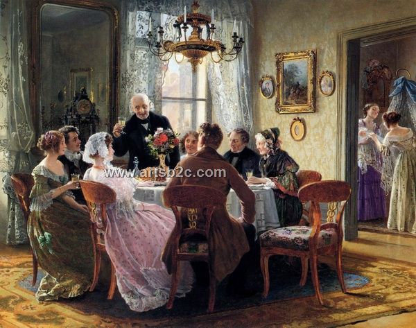 600x473 Copy Of Oil Painting The Wedding Dinner Op Cf6 95 - Family Dinner Painting
