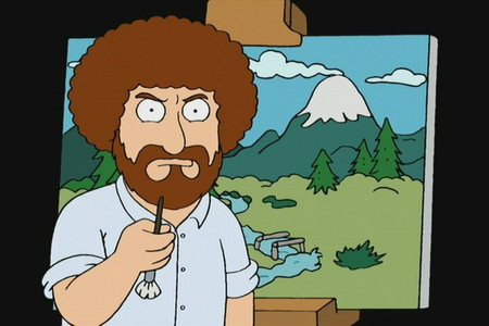 450x300 The Joy Of Painting' Host Bob Ross Threatens To Kill His Viewers - Family Guy Painting