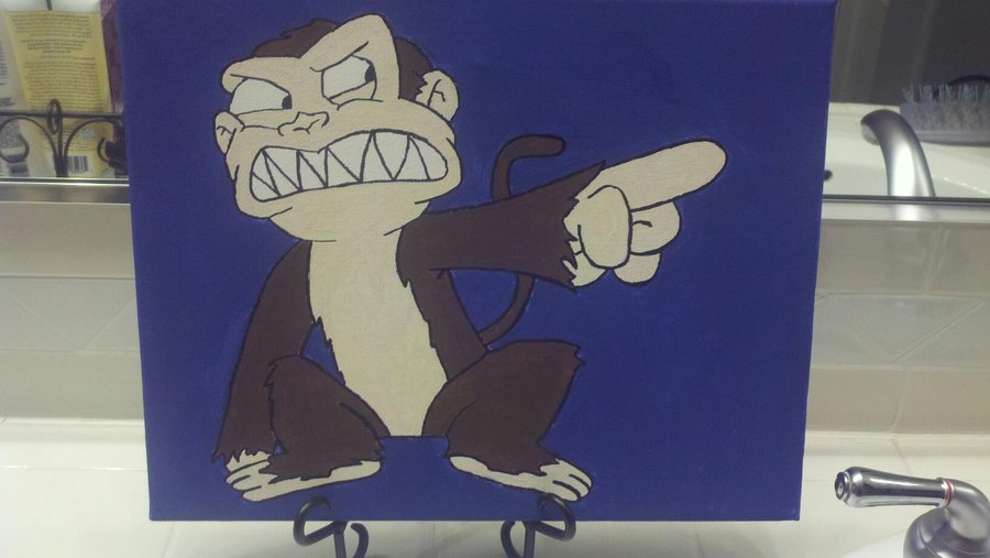 900x507 Family Guy Evil Monkey Acrylic Painting By Garysaggese - Family Guy Painting