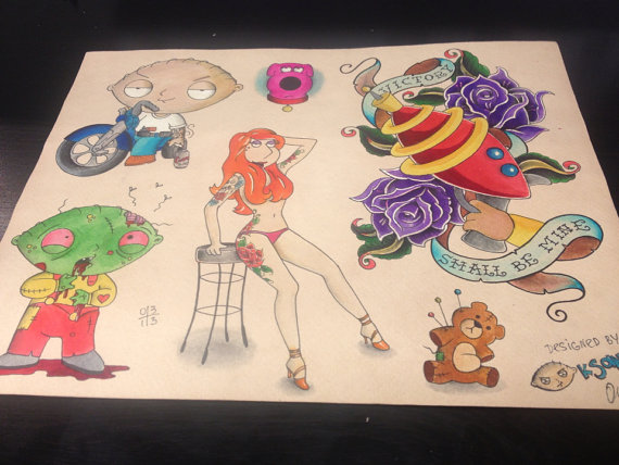 570x428 Items Similar To Tattoo Flash Print Stencil Family Guy Stewie - Family Guy Stewie Painting