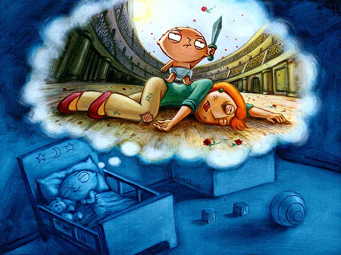 672x502 Stewie's Dream - Family Guy Stewie Painting