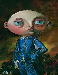 230x300 David Gough,pop Surreal,family Guy, Stewie Griffin,blue Boy,signed - Family Guy Stewie Painting