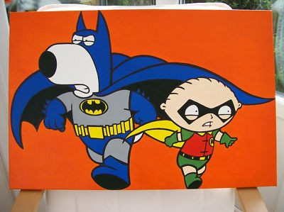 400x299 Family Guy Art Painting On Canvas Brian Amp Stewie Batman - Family Guy Stewie Painting