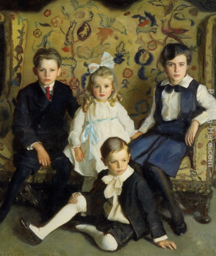 720x855 Harrington Mann A Family Portrait Of Four Children Painting - Family Painting