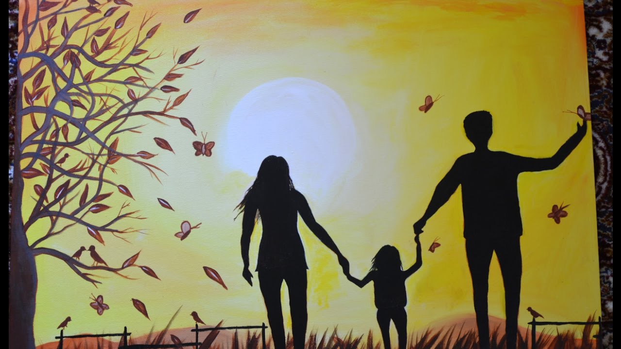 1280x720 Beginners Acrylic Painting Tutorial Family - Family Painting