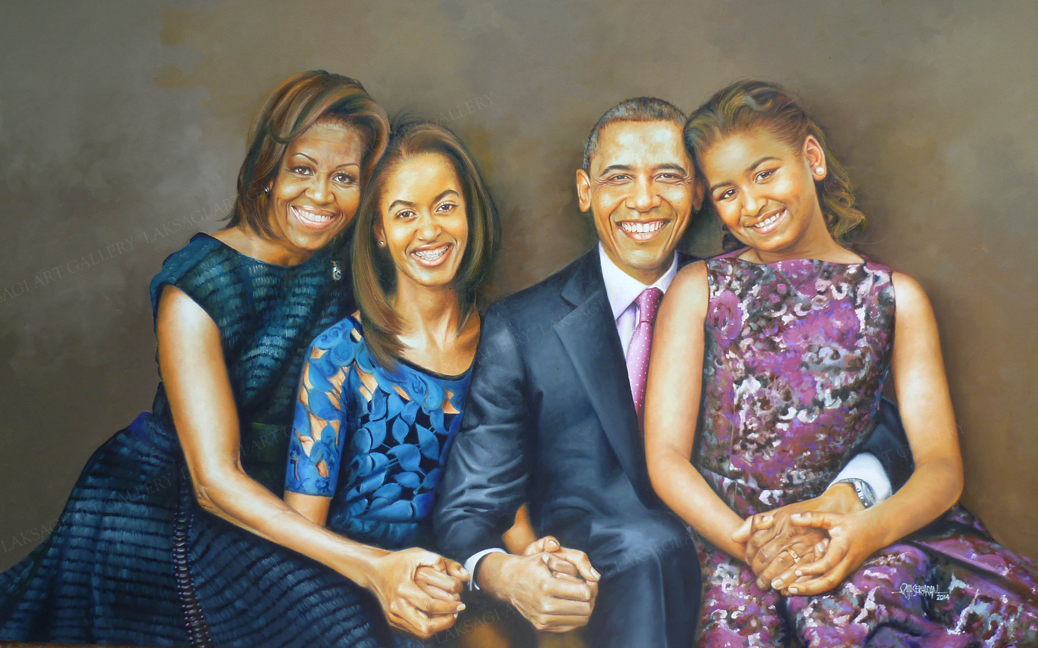 3612x2256 Fileobama Family - Family Picture Painting