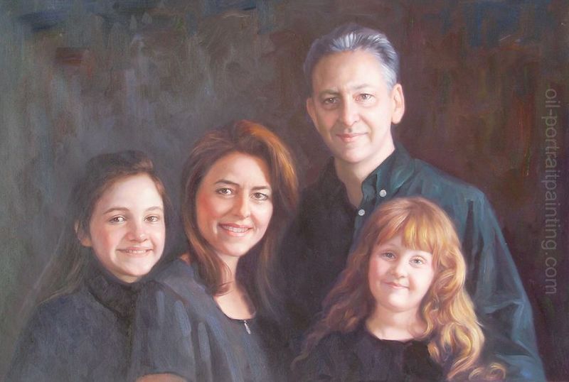 800x538 Portrait Painting, Photo To Painting, Family Oil Portrait Painting - Family Picture Painting