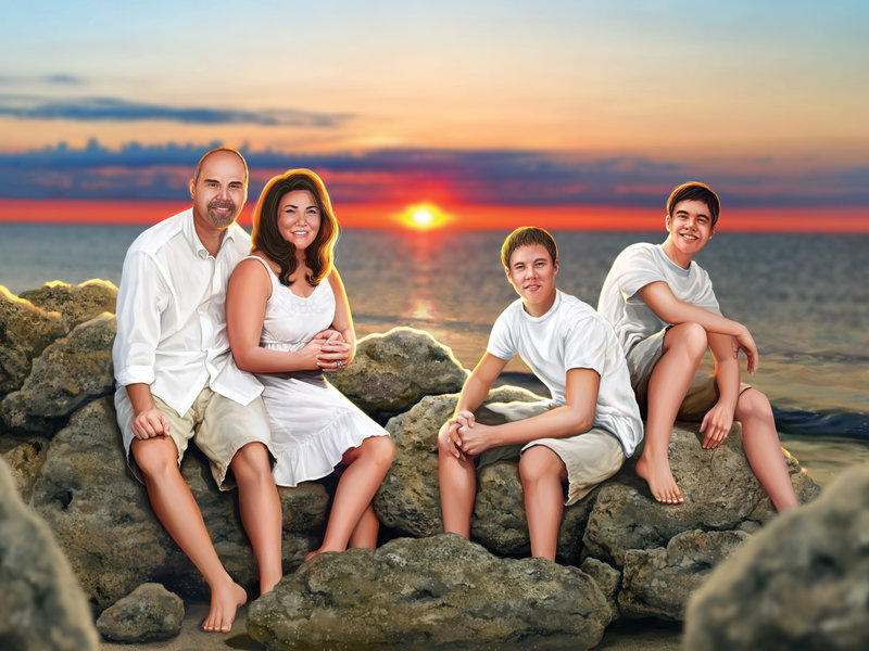 800x600 Family Portrait Digital Painting By Houa Vang - Family Picture Painting