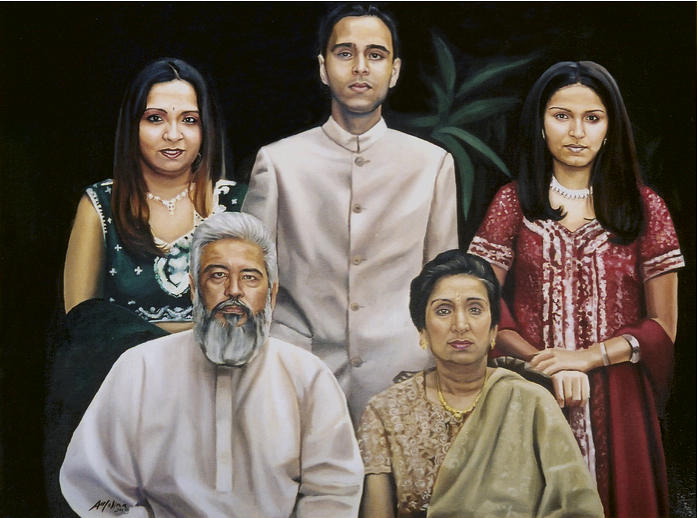 698x518 Family Portrait From India Painting By Antonio Molina - Family Portrait Painting