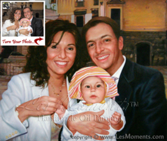 640x542 Moments Les Artwork Custom Family Portrait Oil Painting Based - Family Portrait Painting