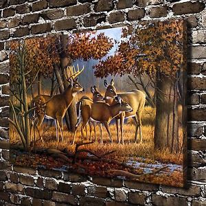 300x300 Family Reunion Deer Hd Canvas Print 24x36 Home Decor Painting - Family Reunion Painting