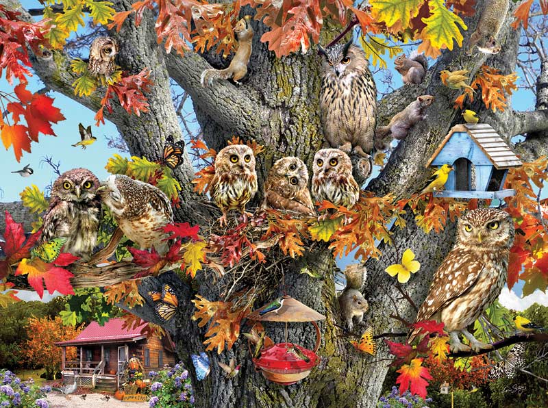 800x596 Owl Family Reunion Jigsaw Puzzle - Family Reunion Painting