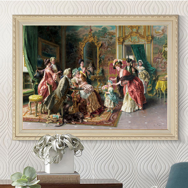 640x640 Free Shipping Family Reunion Oil Painting Canvas Prints Court - Family Reunion Painting