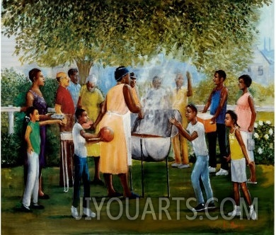390x332 Family Reunion, Laverne Ross, Oil Painting Reproduction,handmade - Family Reunion Painting