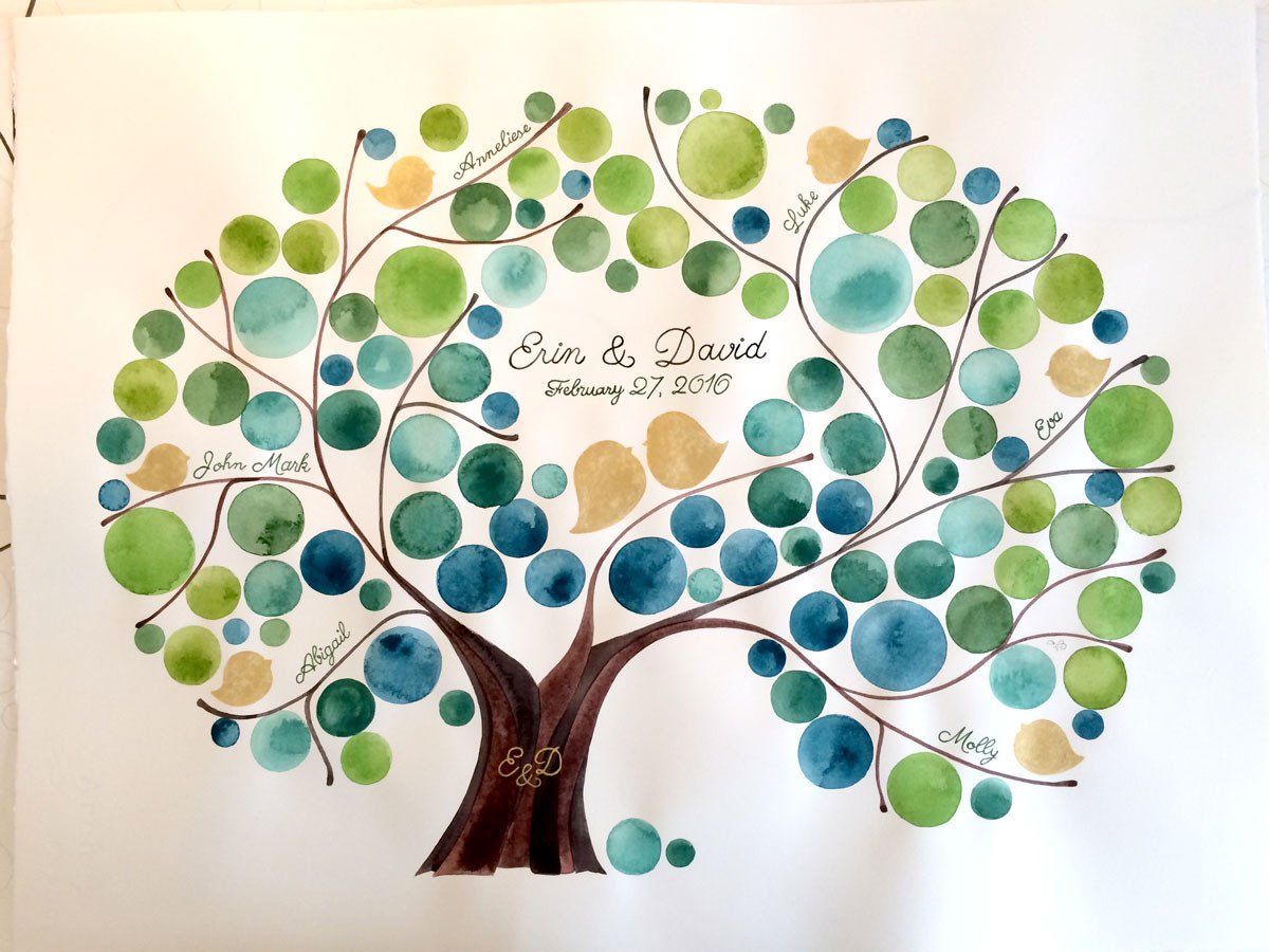 1200x900 Family Tree Original Watercolor Painting Silver Or Gold Pigment - Family Tree Painting