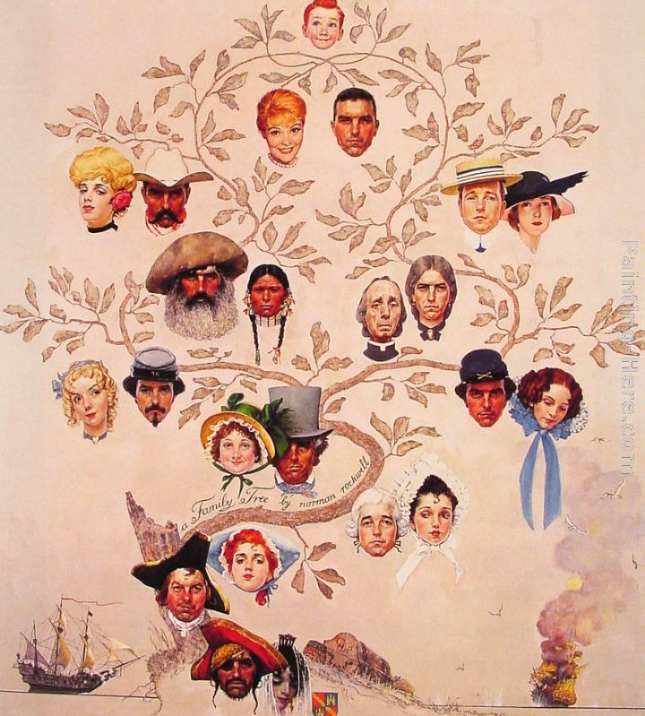 720x799 Norman Rockwell A Family Tree Painting Anysize 50% Off - Family Tree Painting